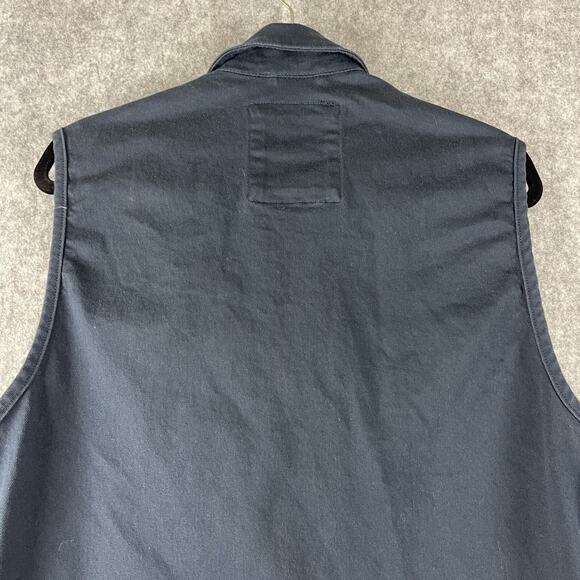 Produkt Jacket Vest Mens Large Blue Twill Cotton Button Hipster Utility Stretch - Picture 6 of 12